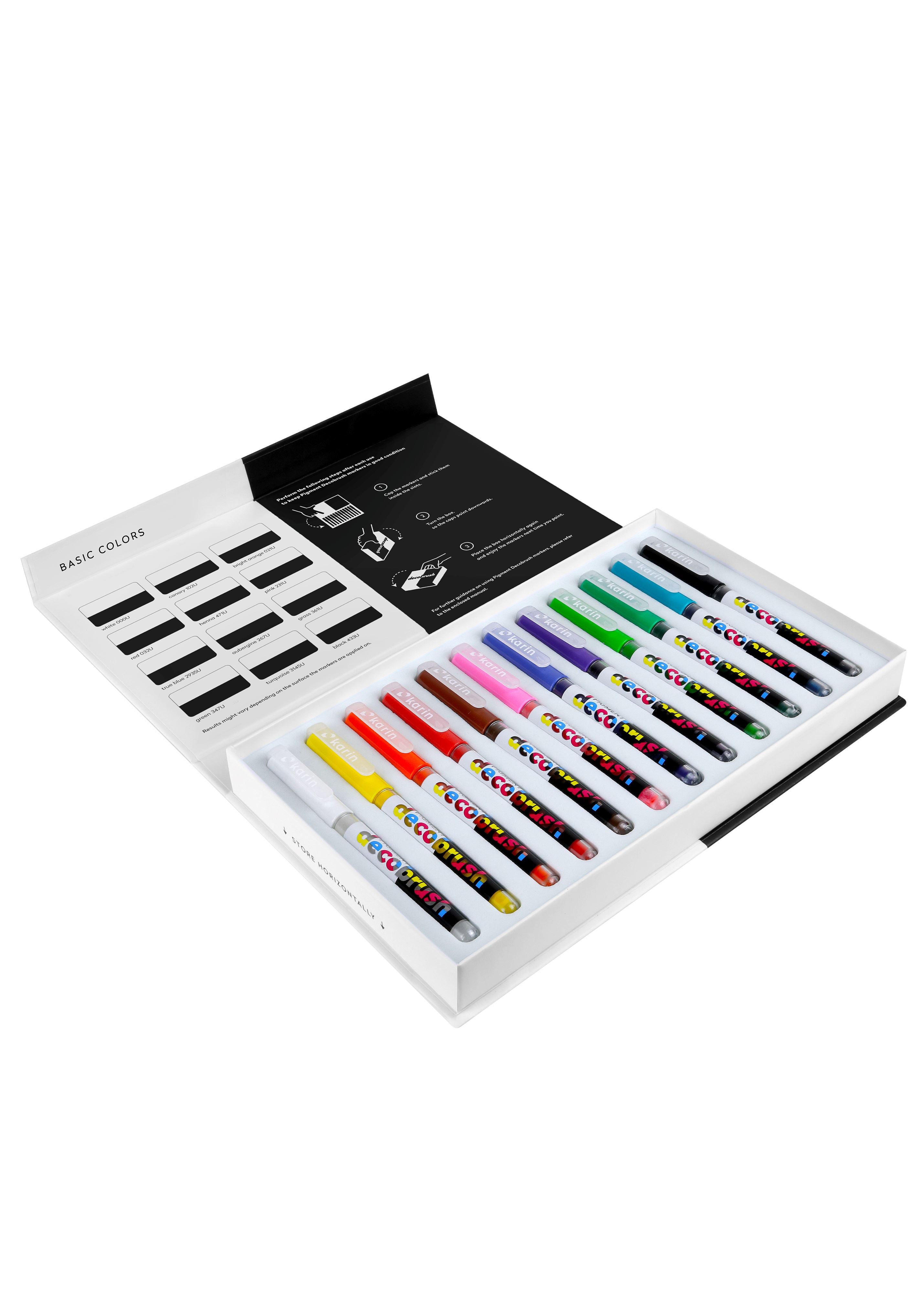 Karin Markers Pigment Decobrush | Basic Colors Collection 12 colors marcadores, plumones Karin