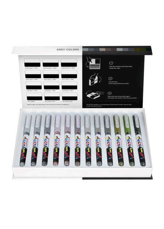 Karin markers Pigment Decobrush | Grey Colors Collection 12 colores - Letters by Jess Shop