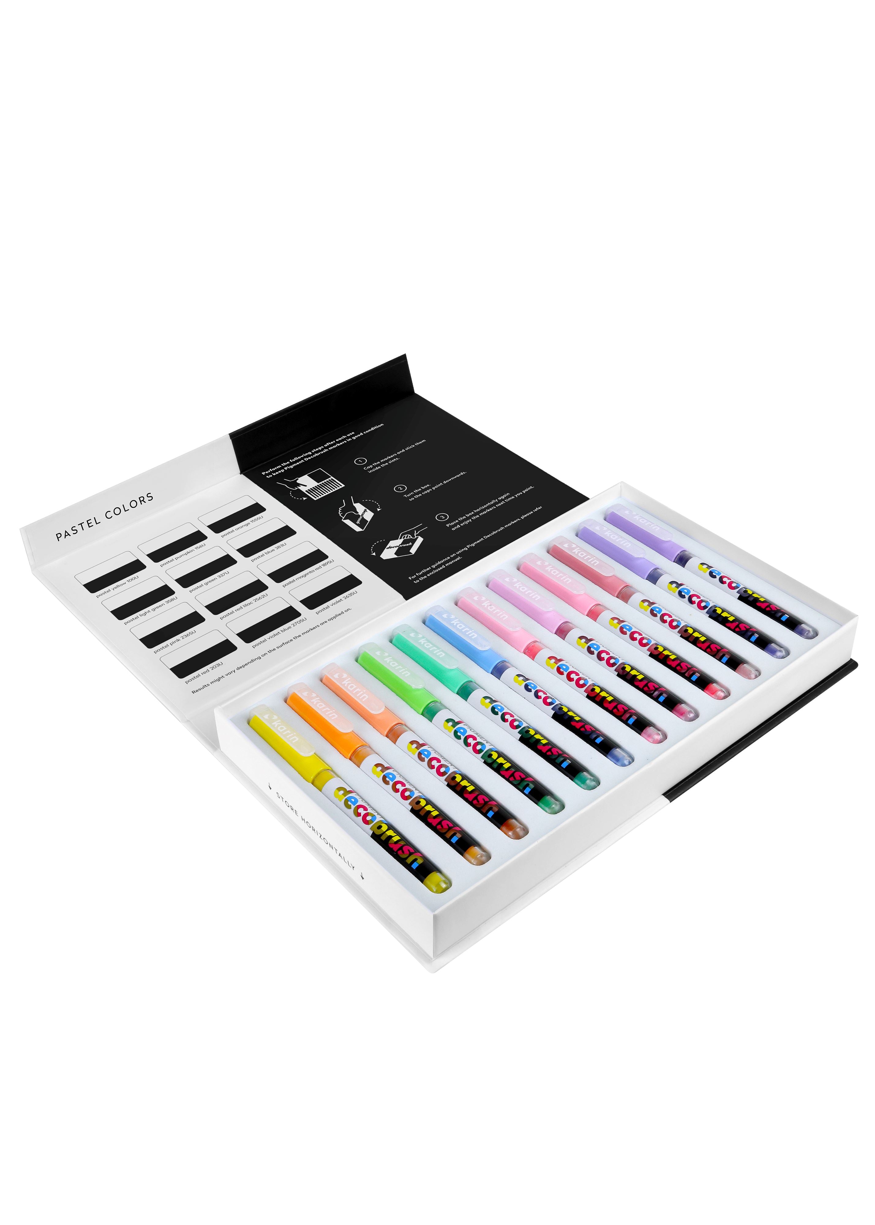 Karin markers Pigment Decobrush | Pastel Colors Collection 12 colors marcadores, plumones Karin