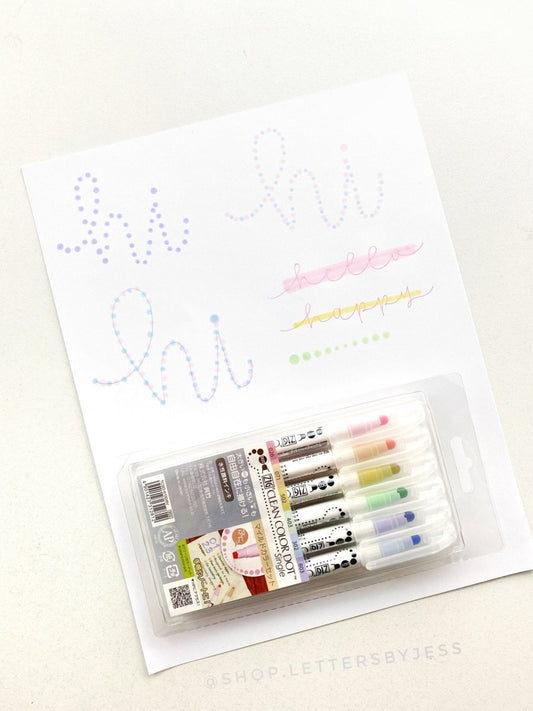 Kuretake Clean Color Dot x6 colores pasteles - Letters by Jess Shop