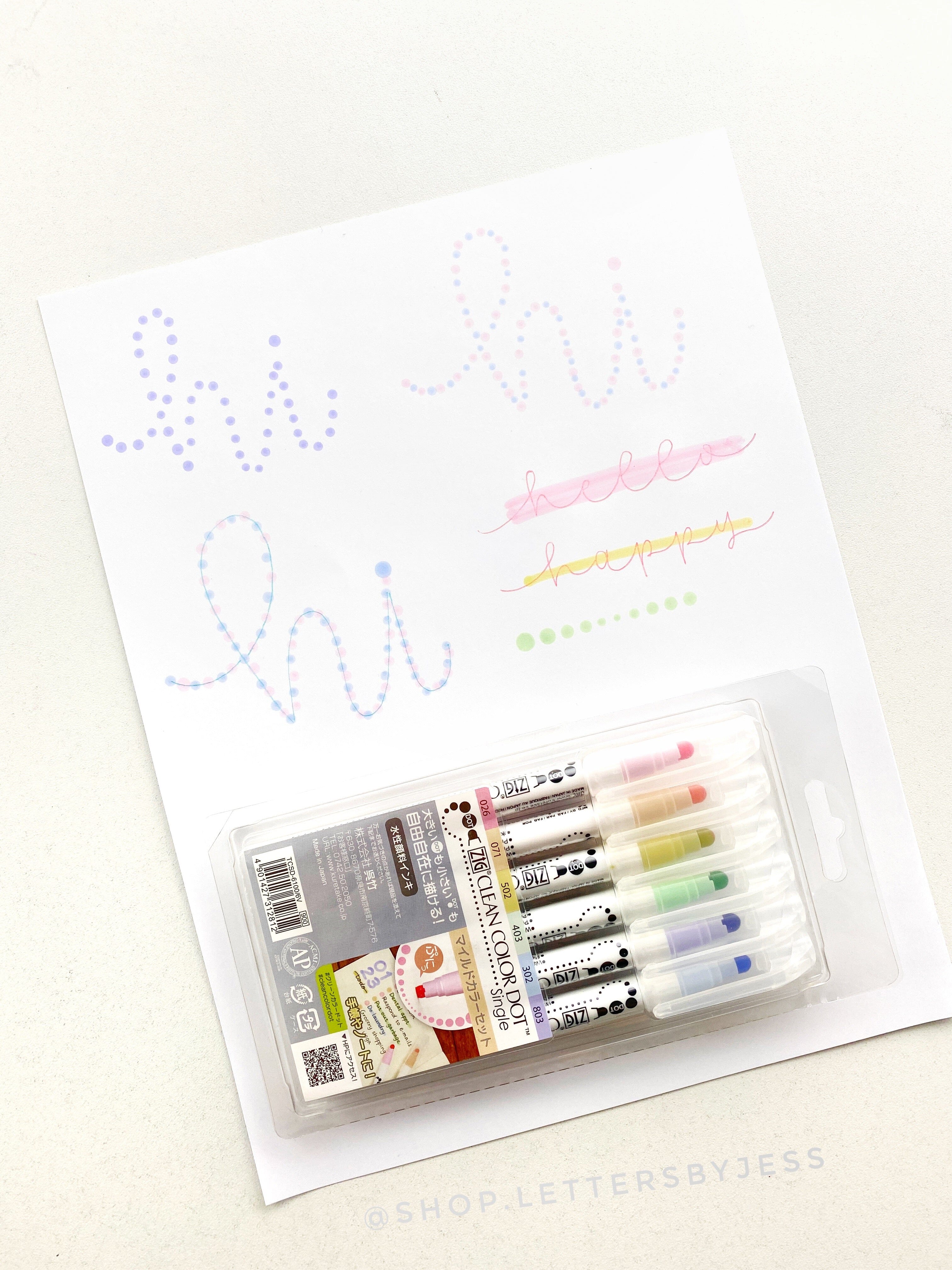 Kuretake Clean Color Dot x6 colores pasteles marcadores pincel lapicero Kuretake