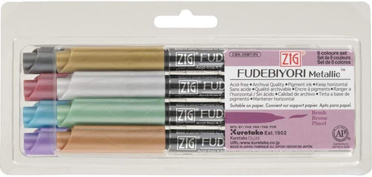 Kuretake Zig Fudebiyori brush pens metálicos (punta pincel) x8 - Letters by Jess Shop