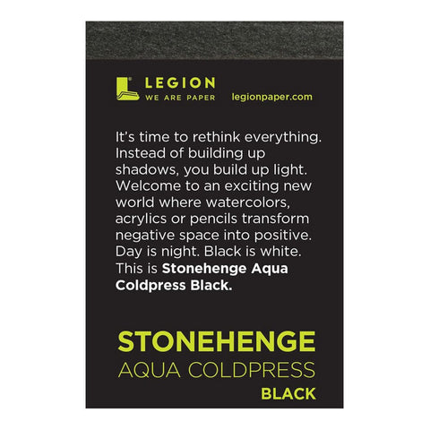 Legion Stonehenge Aqua - Block de papel acuarelable grano fino negro - 100% algodon PAPELES Legion Paper