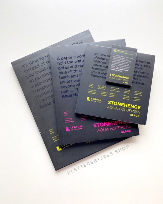 Legion Stonehenge Aqua - Block de papel acuarelable grano fino negro - 100% algodon - Letters by Jess Shop