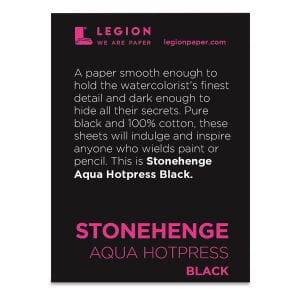 Legion Stonehenge Aqua - Block de papel acuarelable grano satinado negro - 100% algodon PAPELES Legion Paper