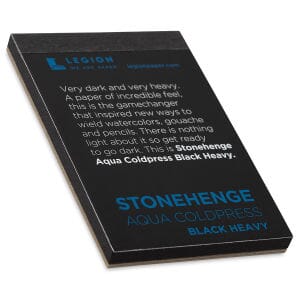 Legion Stonehenge Aqua Mini Pad Coldpress Black heavy - Papel acuarelable negro 100% Algodón 6.4 x 9.6 cm - 640g - Letters by Jess Shop