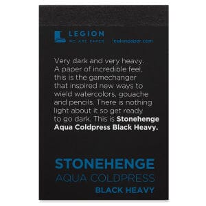 Legion Stonehenge Aqua Mini Pad Coldpress Black heavy - Papel acuarelable negro 100% Algodón 6.4 x 9.6 cm - 640g - Letters by Jess Shop