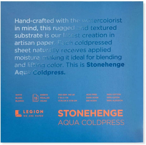 Legion Stonehenge Aqua - Papel acuarelable grano fino blanco - 100% algodon PAPELES Legion Paper