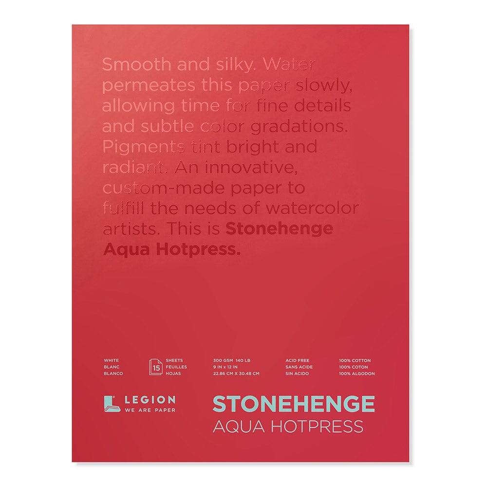Legion Stonehenge Aqua - Papel acuarelable grano satinado blanco - 100% algodón PAPELES Legion Paper
