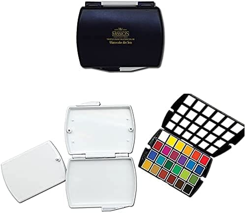 MIJELLO Mission Gold Triple Pans Set Acuarelas 24 colores - medios godets - Letters by Jess Shop