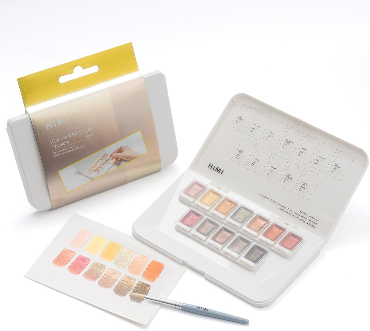 Miya Himi Acuarela metálica en pastilla: Set 12 colores - GOLD - Letters by Jess Shop