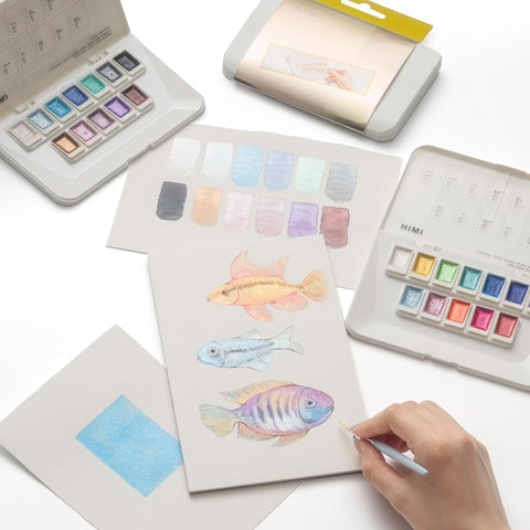 Miya Himi Acuarela metálica en pastilla: Set 12 colores - GOLD - Letters by Jess Shop