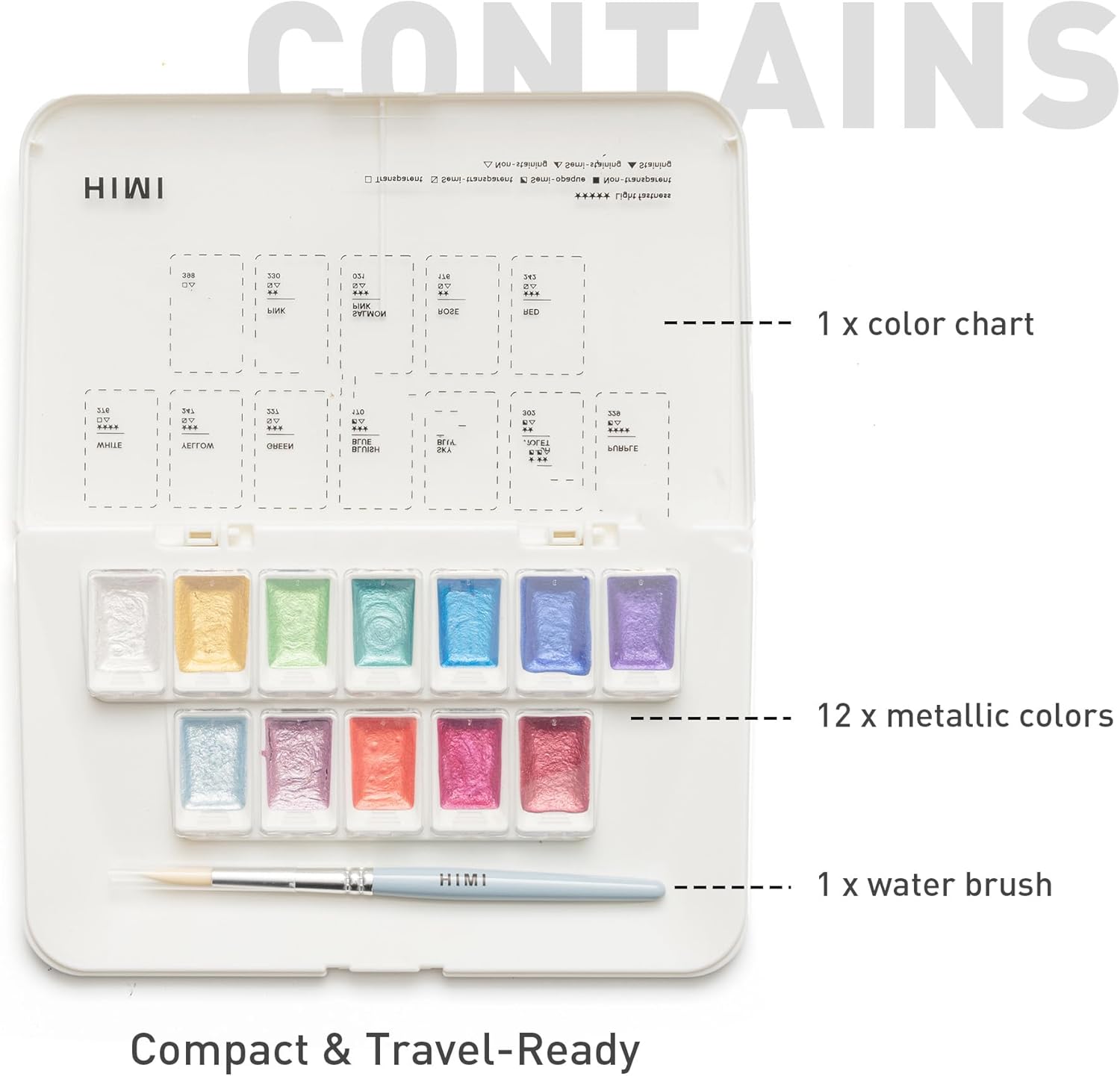 Miya Himi Acuarela metálica en pastilla: Set 12 colores - JEWELRY - Letters by Jess Shop