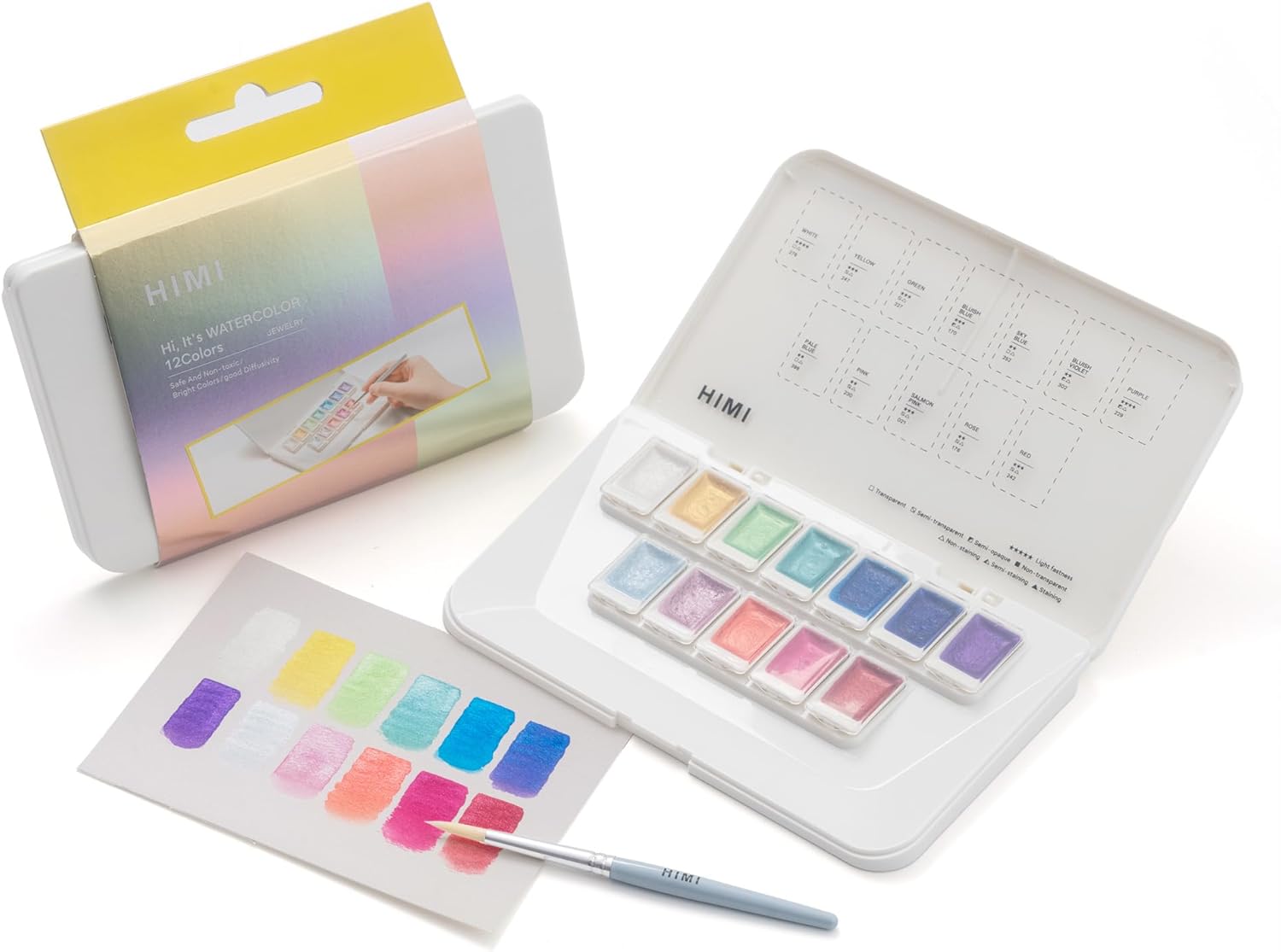 Miya Himi Acuarela metálica en pastilla: Set 12 colores - JEWELRY - Letters by Jess Shop