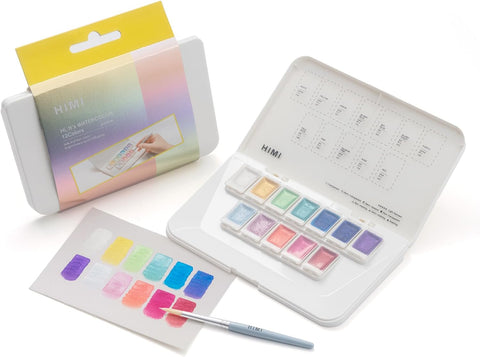 Miya Himi Acuarela metálica en pastilla: Set 12 colores - JEWELRY - Letters by Jess Shop