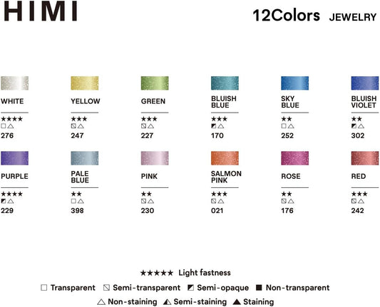 Miya Himi Acuarela metálica en pastilla: Set 12 colores - JEWELRY - Letters by Jess Shop