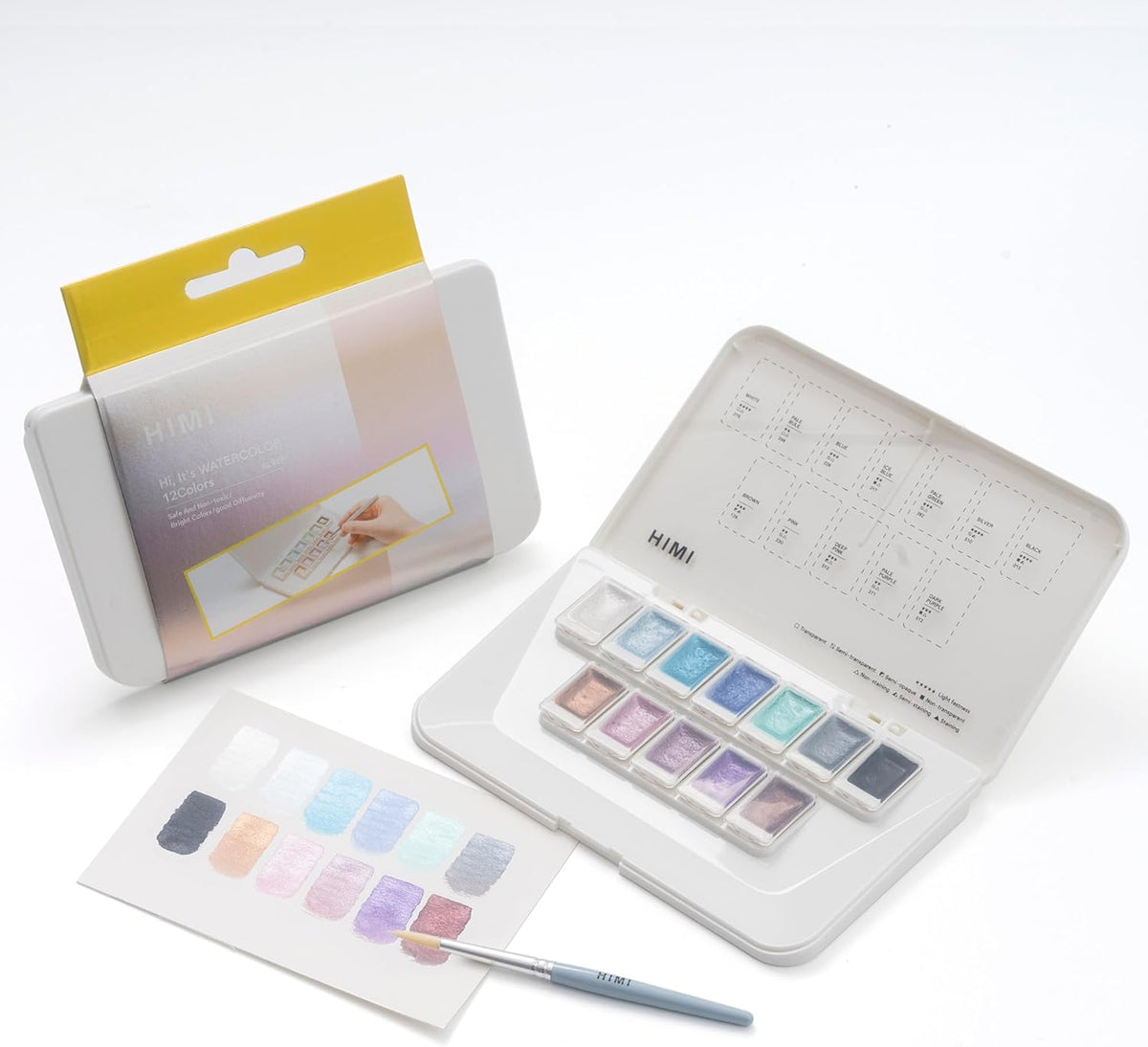 Miya Himi Acuarela metálica en pastilla: Set 12 colores - SILVER - Letters by Jess Shop