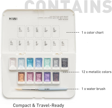 Miya Himi Acuarela metálica en pastilla: Set 12 colores - SILVER - Letters by Jess Shop