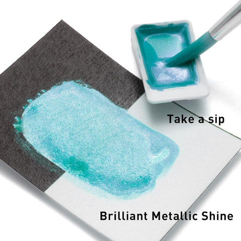 Miya Himi Acuarela metálica en pastilla: Set 12 colores - SILVER - Letters by Jess Shop