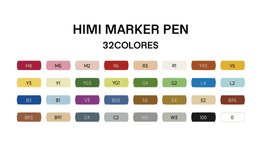 Miya Himi - CC Marcadores a base de alcohol: Set 32 colores doble punta inc. 1 blender (Punta Pincel + biselada) - Letters by Jess Shop