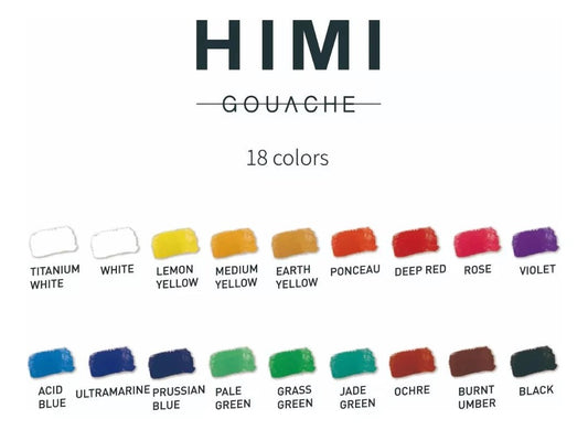 Miya Himi Gouache en tubo (Nueva Presentación): Set 18 colores/12ml - Letters by Jess Shop