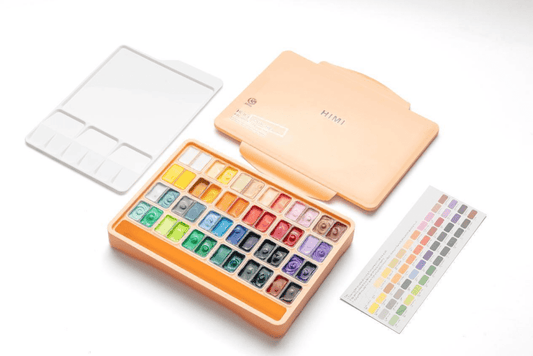 Miya Himi Gouache Twin Jelly Cup (Nueva Visión): Set 48 colores/12gr + 3 pinceles - Letters by Jess Shop