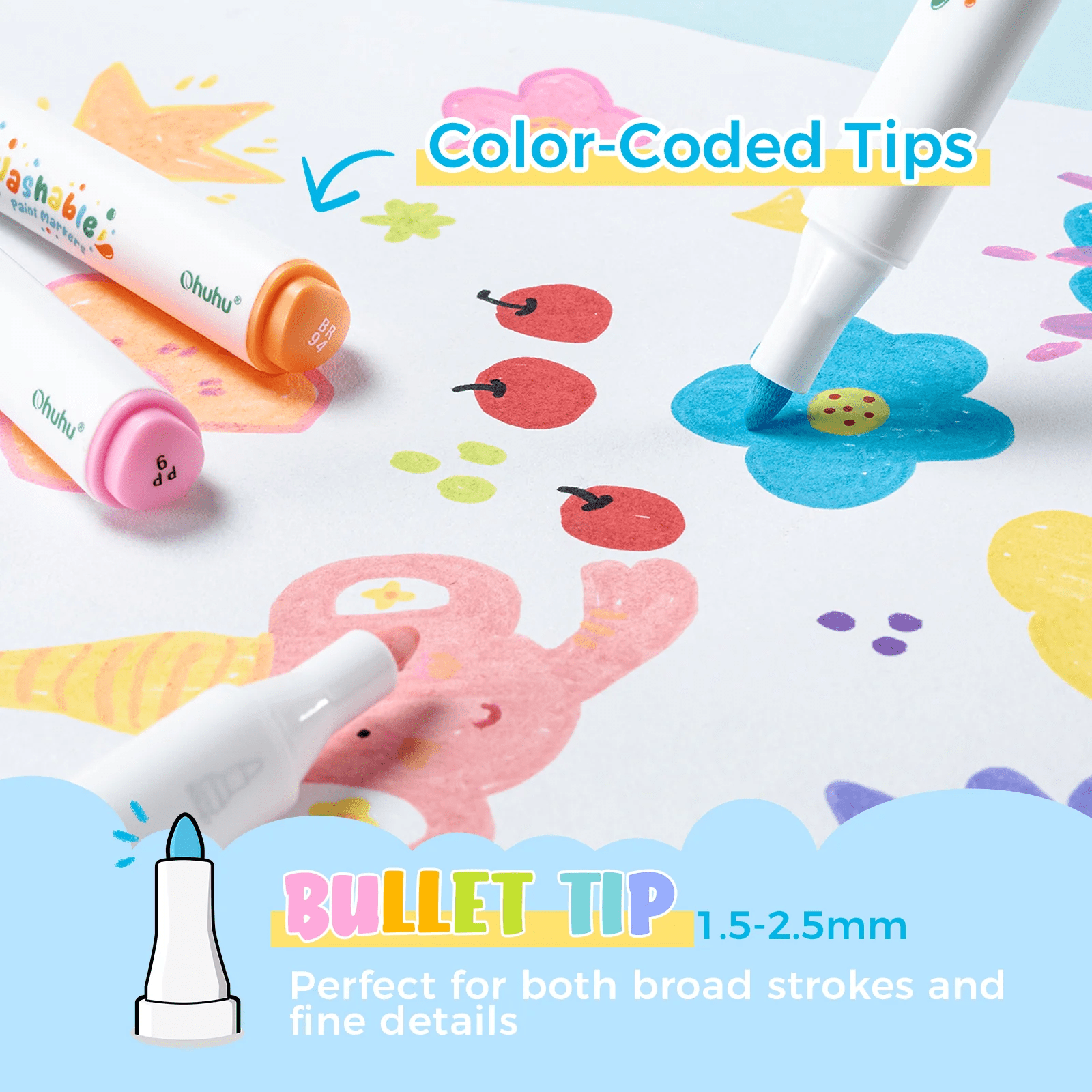 Ohuhu Acrylic Paint Markers: Set de 24 marcadores lavables punta redonda - Letters by Jess Shop