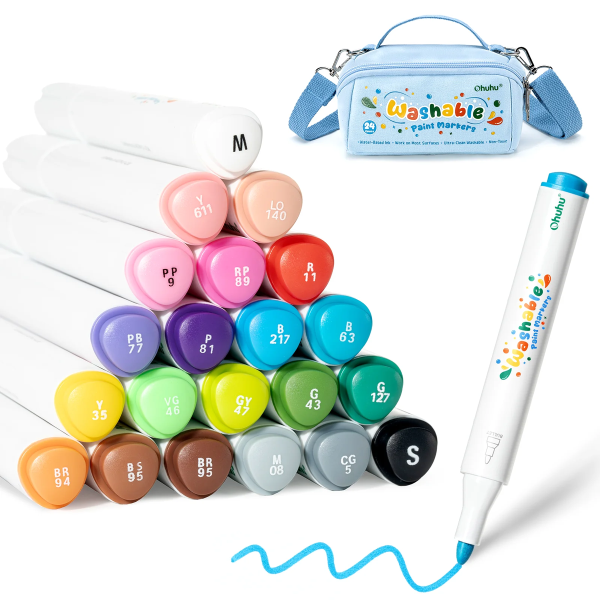 Ohuhu Acrylic Paint Markers: Set de 24 marcadores lavables punta redonda - Letters by Jess Shop