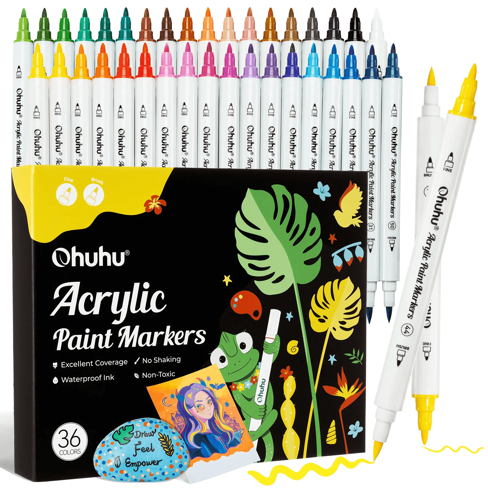 Ohuhu Acrylic Paint Markers: Set de 36 marcadores doble punta (pincel y fina) - Letters by Jess Shop