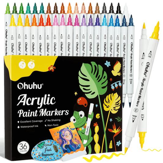 Ohuhu Acrylic Paint Markers: Set de 36 marcadores doble punta (pincel y fina) - Letters by Jess Shop