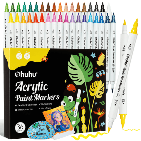 Ohuhu Acrylic Paint Markers: Set de 36 marcadores doble punta (pincel y fina) - Letters by Jess Shop