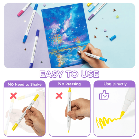 Ohuhu Acrylic Paint Markers: Set de 36 marcadores doble punta (pincel y fina) - Letters by Jess Shop