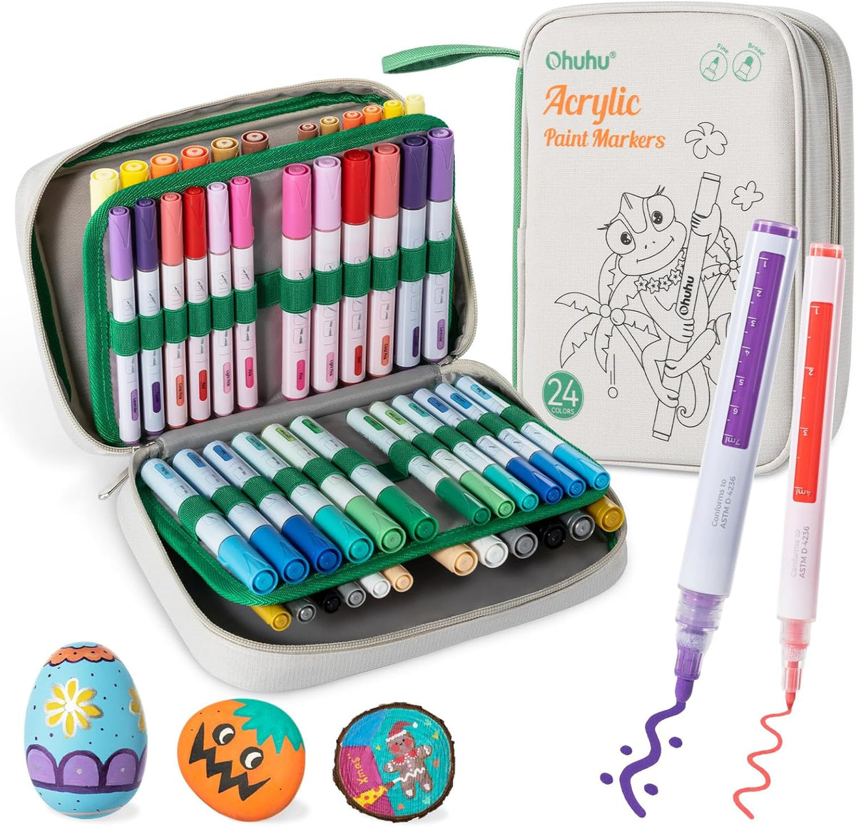 Ohuhu Acrylic Paint Markers: Set de 48 marcadores de 24 colores fina y reversible (redonda y biselada) - Letters by Jess Shop
