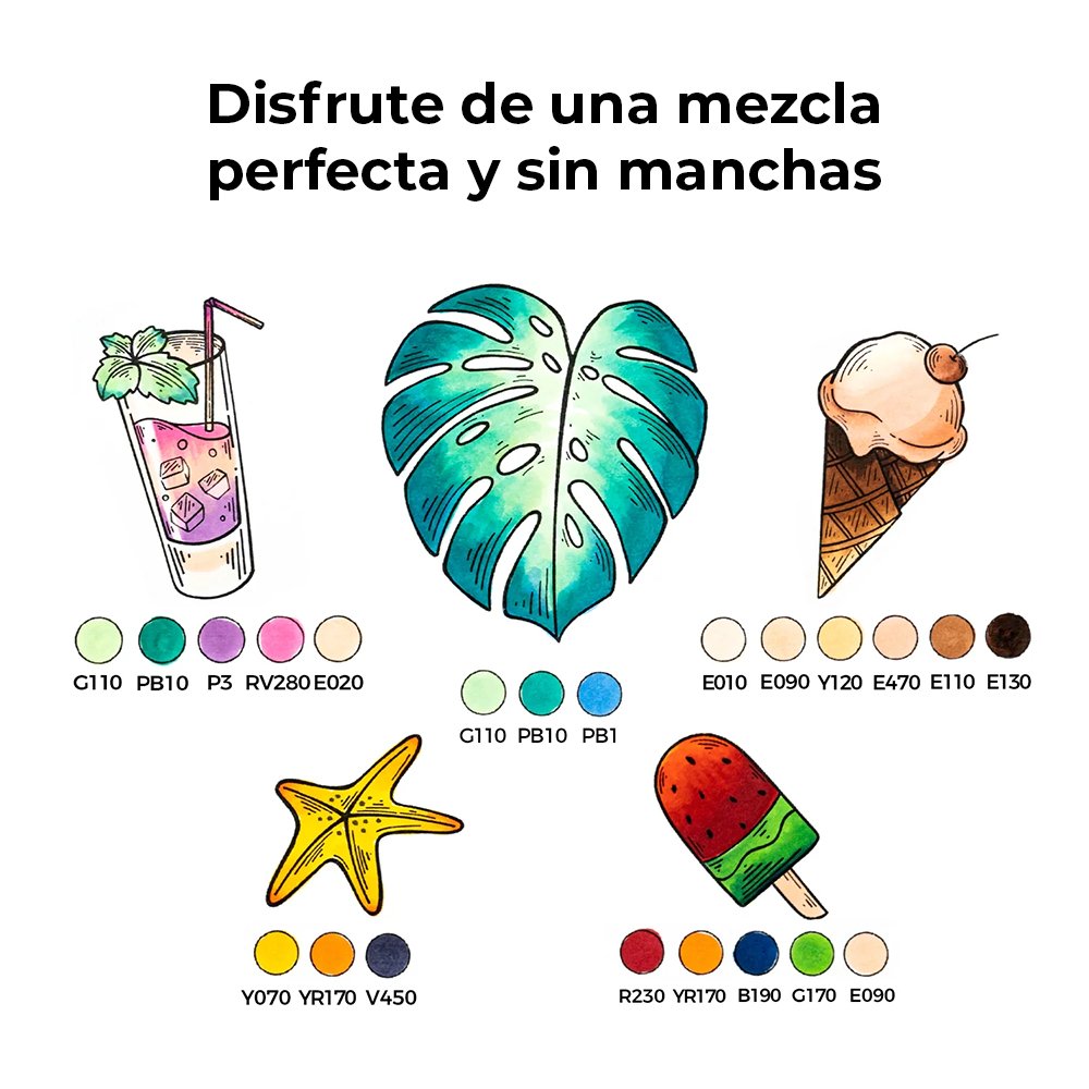 Ohuhu Honolulu: Set x6 marcadores de alcohol en colores pasteles (Punta pincel + biselada) - Letters by Jess Shop