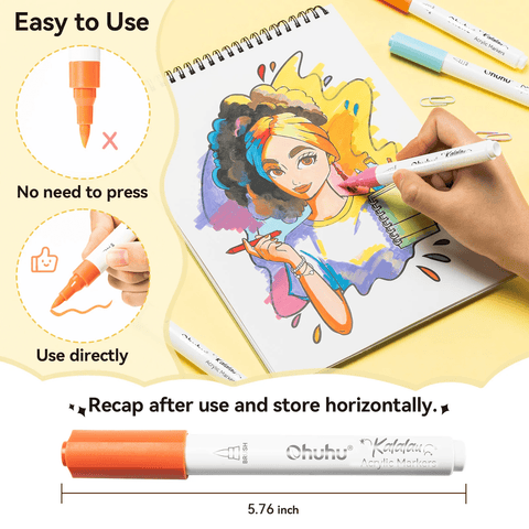 Ohuhu Kalalau: Set de 30 marcadores de acrílico punta pincel - Letters by Jess Shop