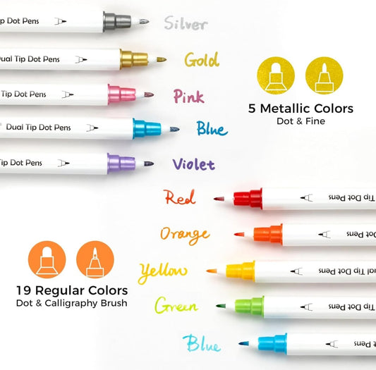 Ohuhu Kumimi: Set de 24 marcadores dot base de agua doble punta (Punta pincel y punta dot) - Letters by Jess Shop