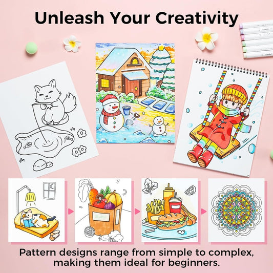 Ohuhu Libros para colorear doble cara a prueba de sangrado (20hojas, 40 diseños) - Letters by Jess Shop