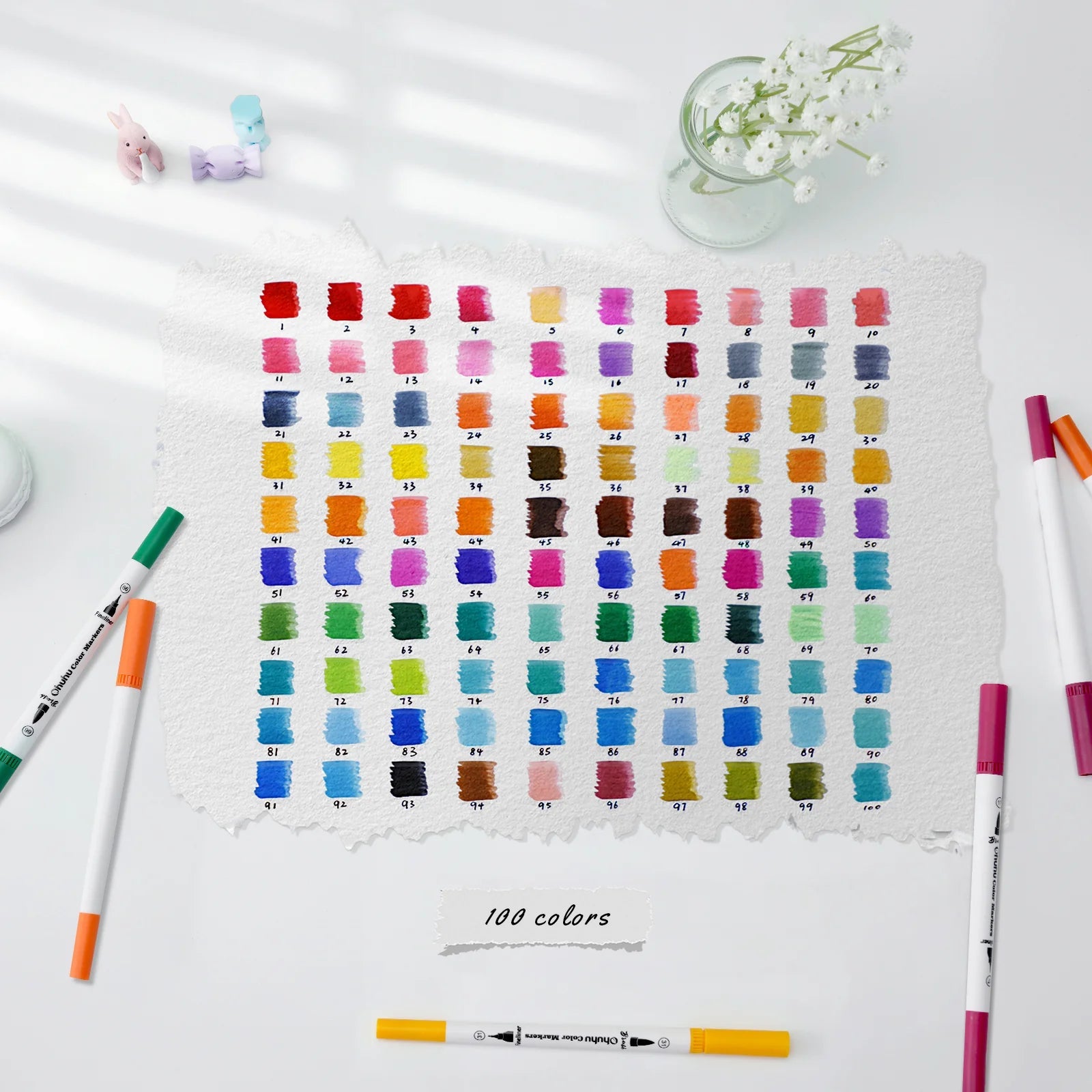 Ohuhu Maui (marcador acuarelable): Punta pincel & punta extra fina - Set de 100 colores - Letters by Jess Shop