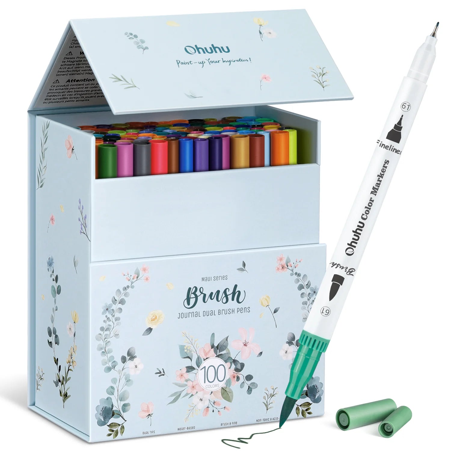 Ohuhu Maui (marcador acuarelable): Punta pincel & punta extra fina - Set de 100 colores - Letters by Jess Shop
