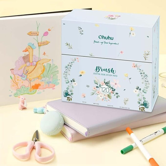 Ohuhu Maui (marcador acuarelable): Punta pincel & punta extra fina - Set de 120 colores - Letters by Jess Shop