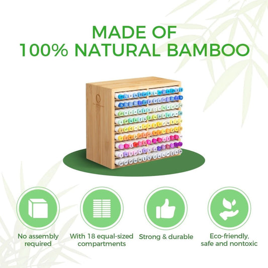 Ohuhu Organizador 100% bamboo para marcadores - Capacidad hasta 126 marcadores - Letters by Jess Shop