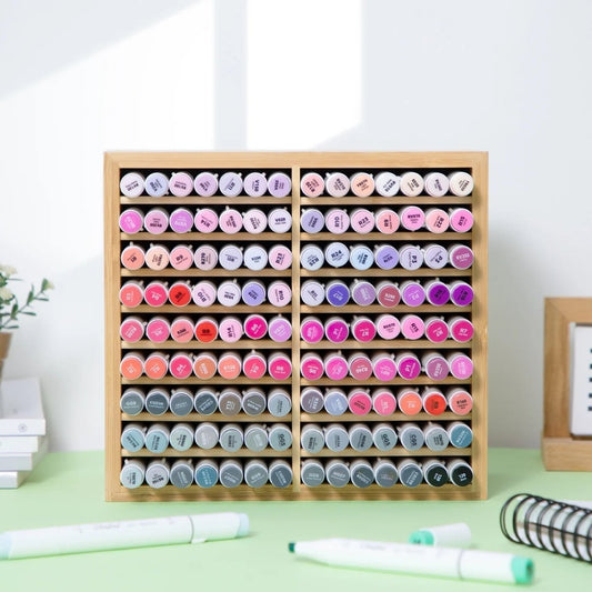 Ohuhu Organizador 100% bamboo para marcadores - Capacidad hasta 126 marcadores - Letters by Jess Shop