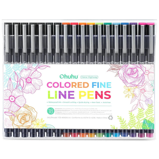 Ohuhu Setx18 Estilógrafos: 11 Colores y 7 negros punta fina - Letters by Jess Shop