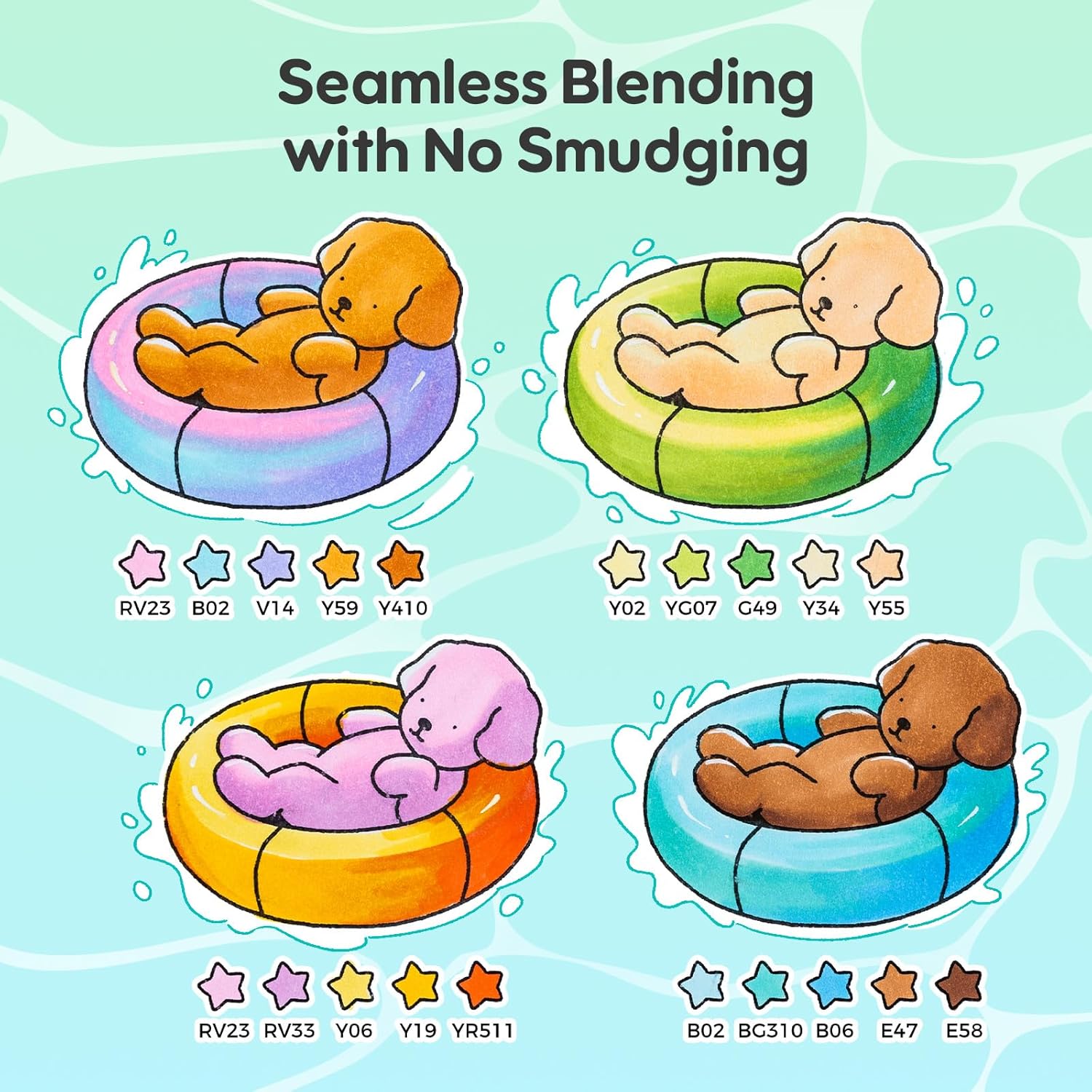 Ohuhu x Bobbie Goods Honolulu B: Set de 48 marcadores de alcohol doble punta básicos + 1 blender (Punta brush y Punta fina) EDICIÓN LIMITADA - Letters by Jess Shop