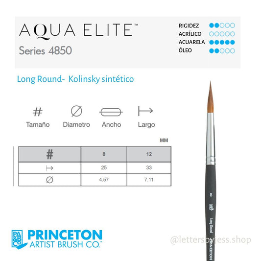 Pincel Princeton AQUA ELITE - LONG ROUND - Letters by Jess Shop