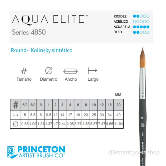 Pincel Princeton AQUA ELITE - ROUND - Letters by Jess Shop