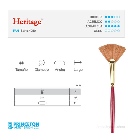 Pincel Princeton HERITAGE - FAN - Letters by Jess Shop