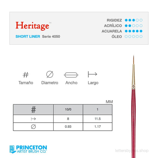 Pincel Princeton HERITAGE - SHORT LINER - Letters by Jess Shop