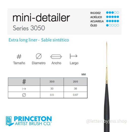 Pincel Princeton MINI DETAILER - EXTRA LONG LINER - Letters by Jess Shop
