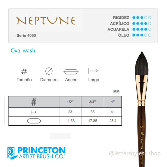 Pincel Princeton NEPTUNE - OVAL WASH - Letters by Jess Shop
